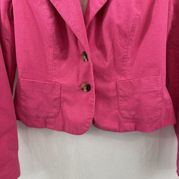 Isaac Mizrahi Pink Corduroy Barbiecore Blazer Jacket Career Womens Size M Career - Picture 5 of 13